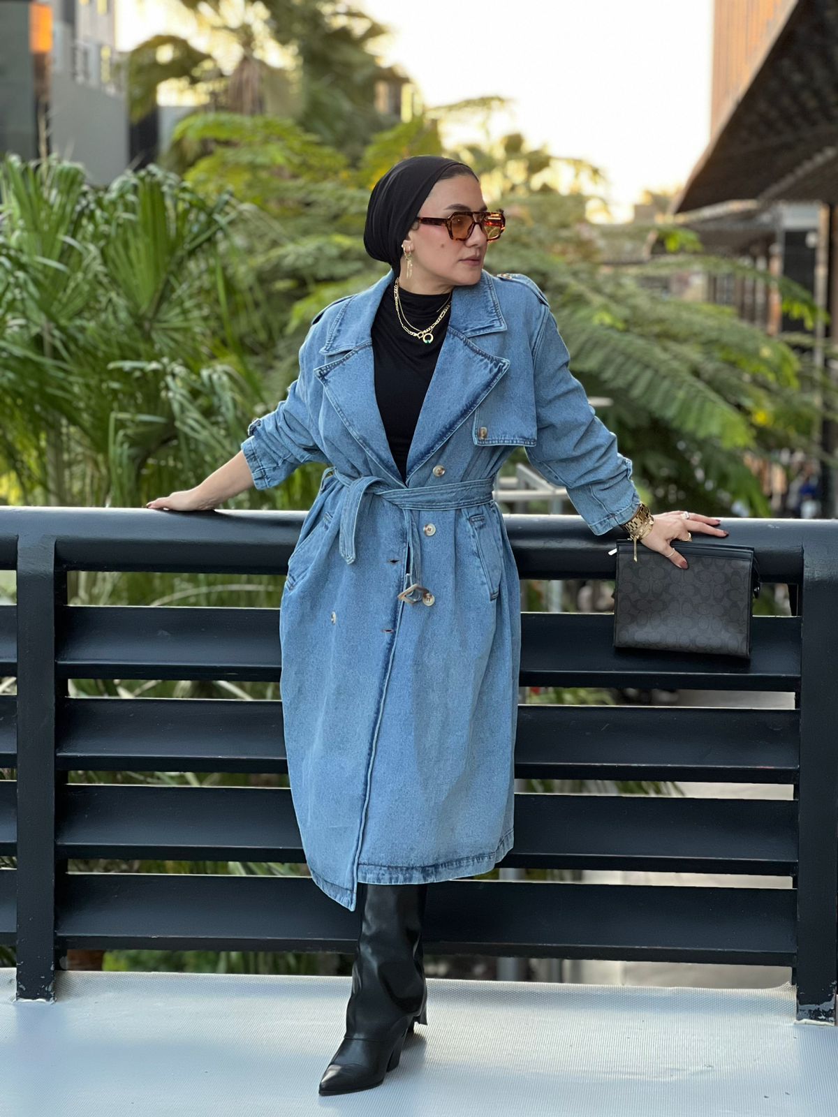 Denim trench coat