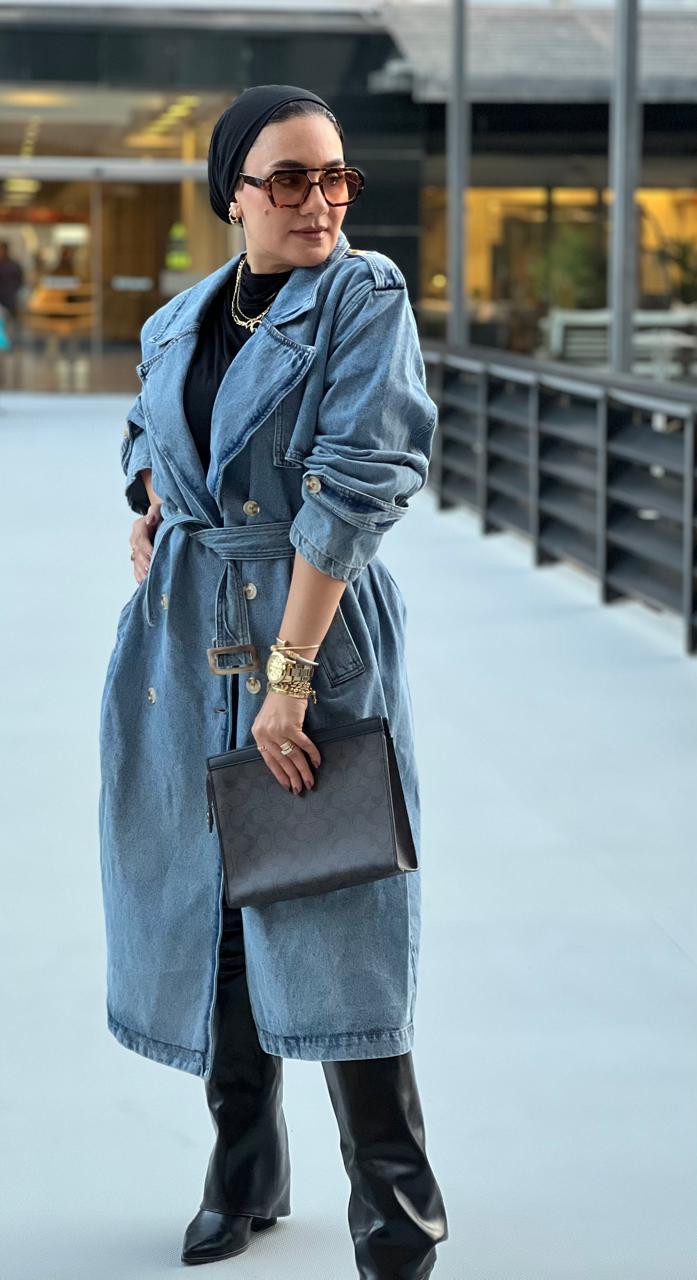 Denim trench coat