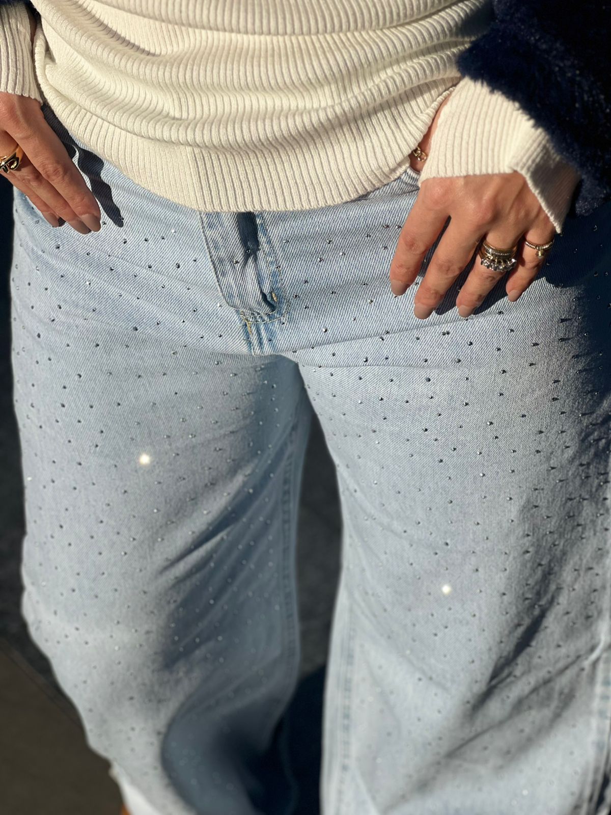 Sparkle denim pants