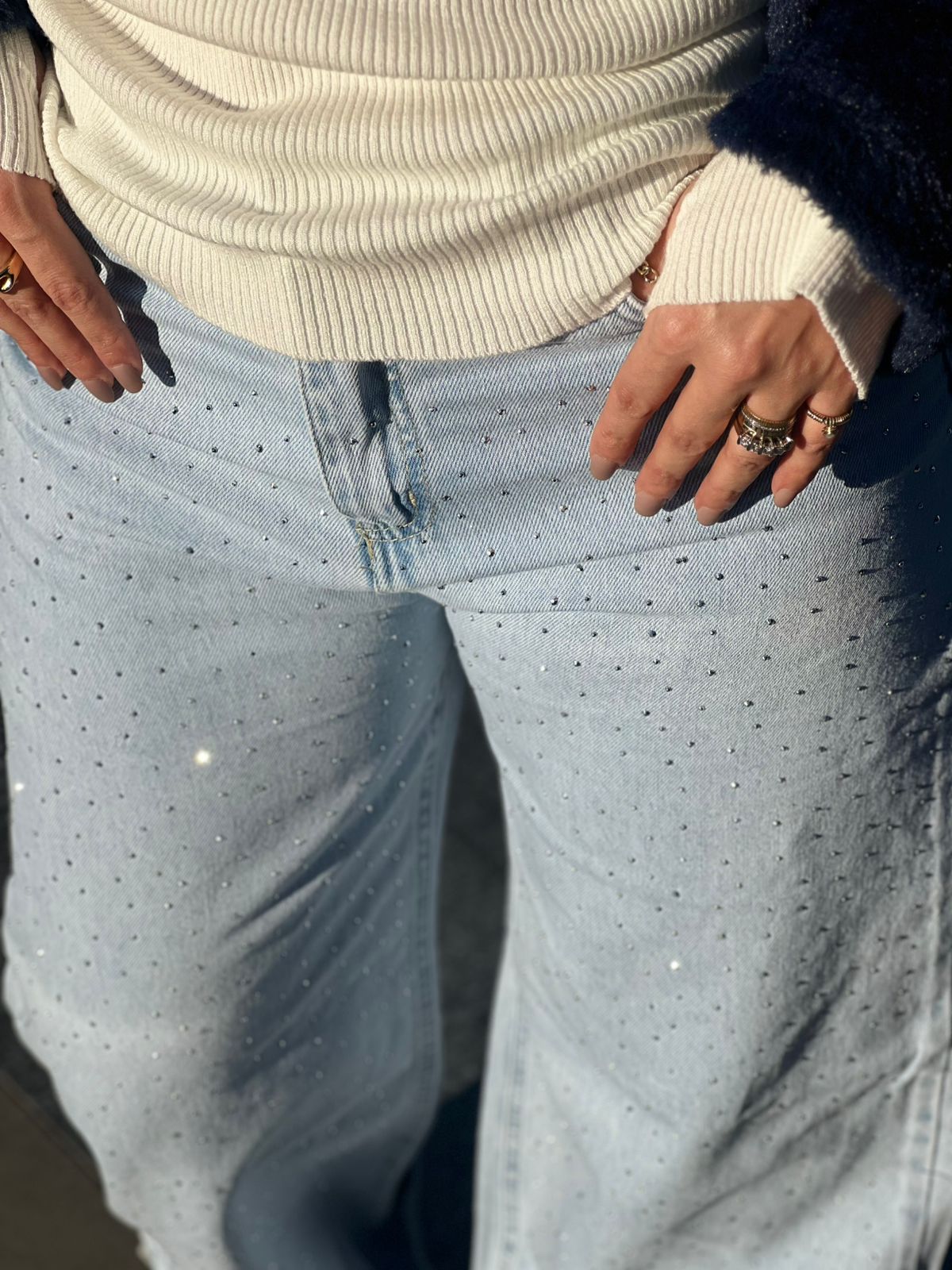 Sparkle denim pants